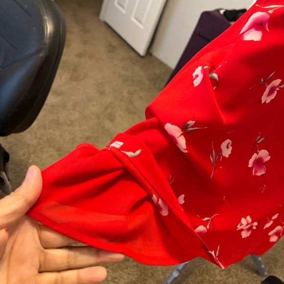 Outfit J P R Red with Flower Print 100% Polyester Sleeveless Shift Dress Size S - Picture 6 of 7